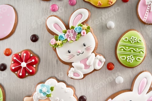 Preview: Beautiful Easter cookies decorated with colorful icing