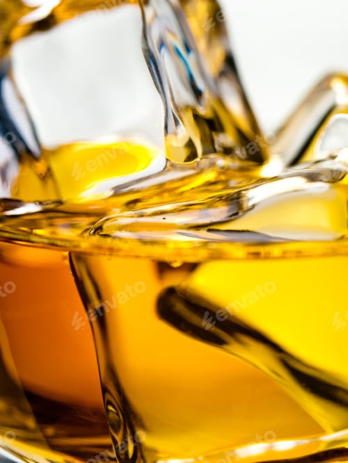 Whiskey on the Rocks in Extreme Close-Up