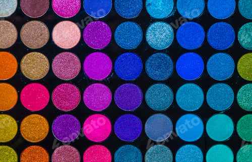 Preview: Top view of vibrant multicolored palette of circles arranged in an abstract pattern