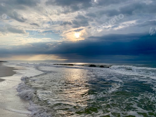 Preview: Beautiful blue gold sunrise on gulf of New Mexico Florida