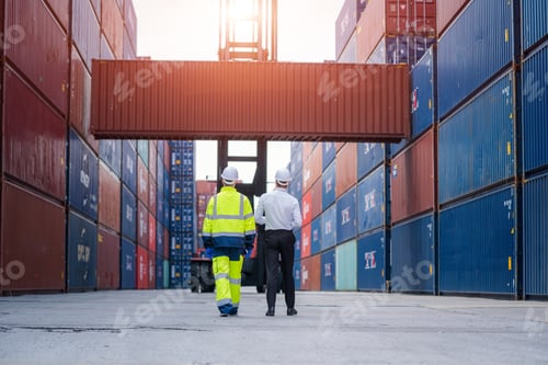 Preview: Manager and worker working checking stock into container for loading,Logistic and business export.