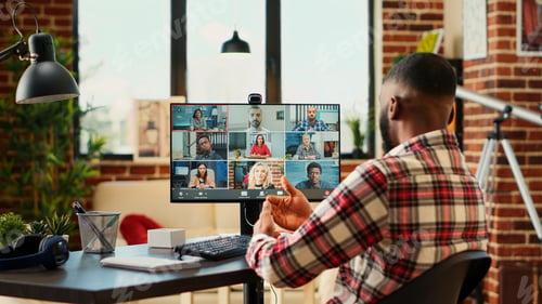 Preview: Teleworking employee in video conference