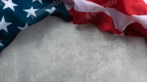 Preview: USA Flag Isolated on grey Background with Copy Space for Custom Text or Graphics