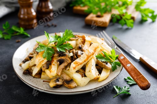 Preview: Potato fried with champignon mushrooms