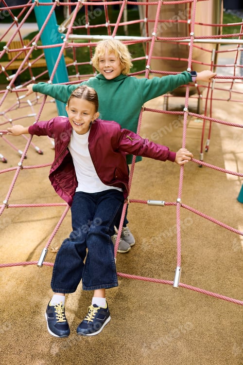 Preview: Joyful moments of childhood friendship during autumn playtime at the park
