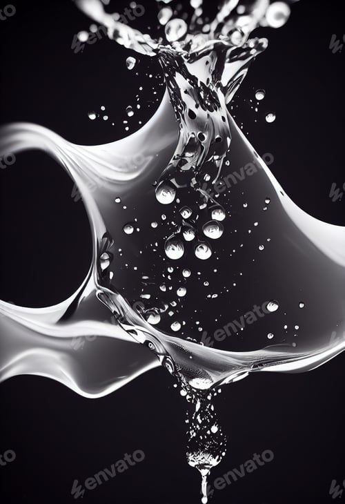 Preview: Image of white and blue particles and liquids moving on black background,background motion copyspace