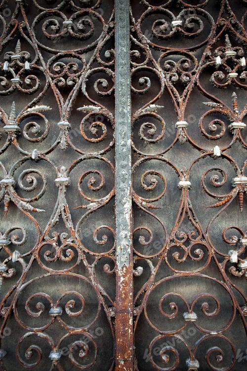 Preview: Rusty Decorative Metal Design on a Gray Background