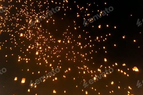 Preview: Floating lanterns or lamp. Festival in Chiang mai, Thailand. Loy krathong and Yi Peng Lanna ceremony
