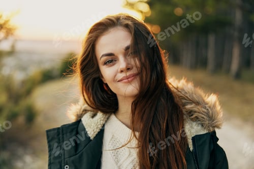 Preview: Pretty woman tourist outdoors cropped view smile