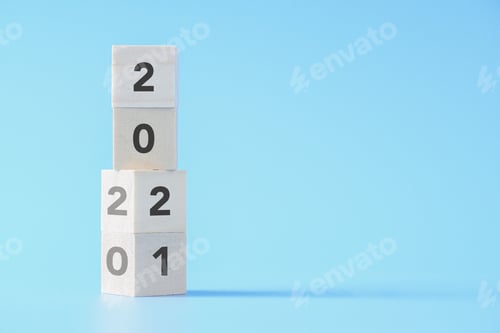 Preview: turning 2021 on wood block