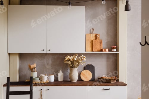 Preview: White rustic kitchen interior