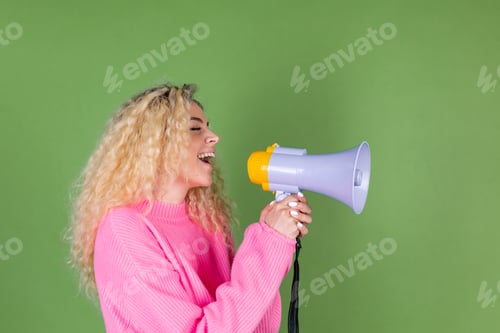 Preview: Young blonde woman with long curly hair