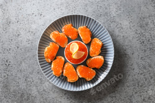 Preview: Canape with red caviar for new Year or Christmas party
