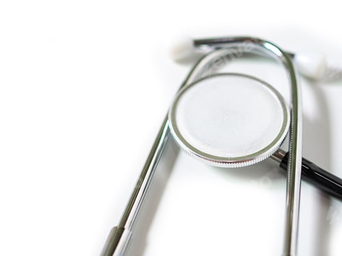Preview: stethoscope on white background for background and copy space