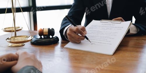 Preview: business people and lawyers discussing contract papers.Legal planning. Concepts of law, advice