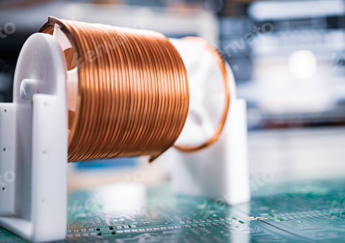 Preview: Close-up A lot of skeins of twisted copper wire