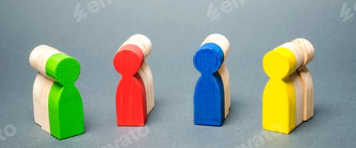 Preview: Groups of multicolored wooden people