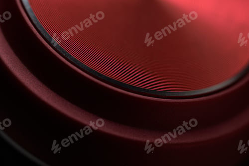 Preview: Close-up view of the red geometric shape of the hi-tech object
