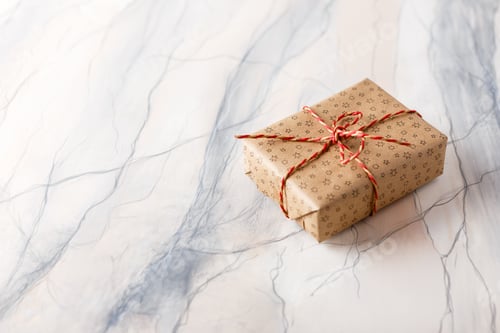 Preview: Wrapped Gift Box with Star Pattern on Table