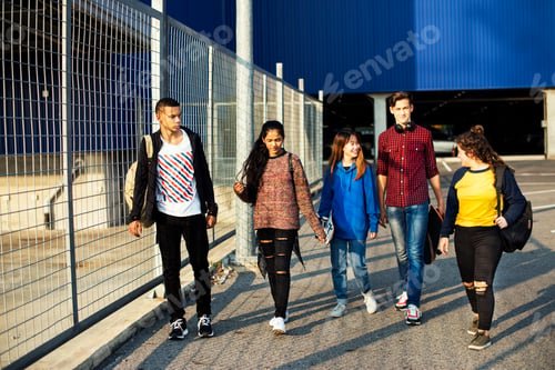 Preview: Group of school friends outdoors lifestyle