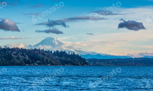 Preview: A View Of Mount Rainier Across The Puget Sound.