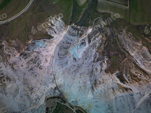 Preview: Aerial view of Pamukkale travertine terraces in Turkey.