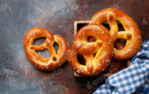 Preview: Fresh baked homemade pretzel. Classic beer snack