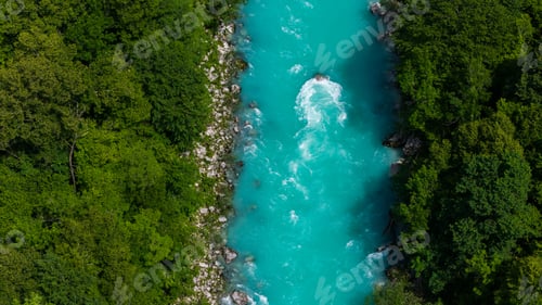 Preview: Scenic Summer Aerial Drone View of Soca River in Slovenia