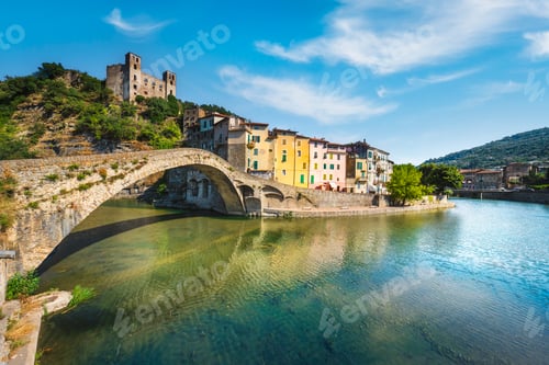 Preview: Old Bridge and castle in Dolceacqua. Province of Imperia, Liguria region, Italy