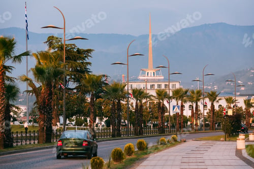 Preview: Batumi, Adjara, Georgia. Gogebashvili Street Road And Marine Sta
