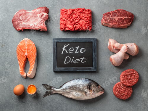 Preview: Keto diet, low carb concept, top view