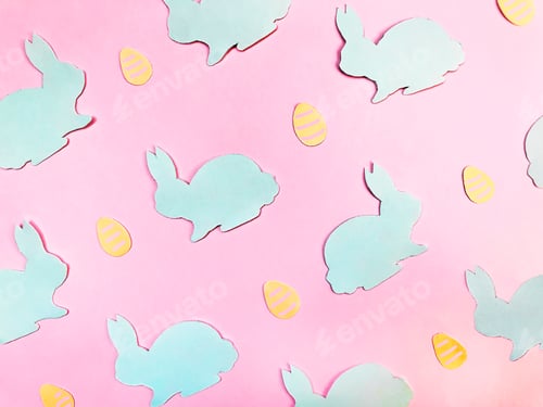 Preview: Easter Paper Pattern Made from Paper Bunnies and Paper Easter Eggs