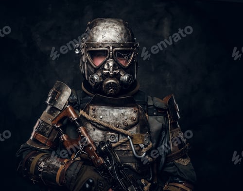 Preview: Portrait of man in cyborg costume