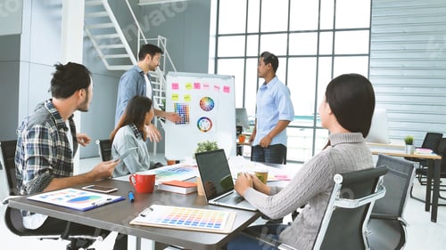 Preview: Diversity multiethnic team group of business people Present meeting conference room brainstorming