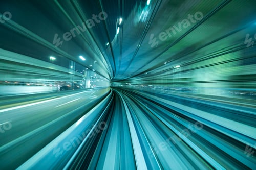 Preview: Motion blur of train moving inside tunnel in Tokyo, Japan