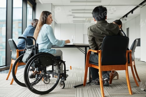 Preview: Successful Businesswoman in Wheelchair at Meeting