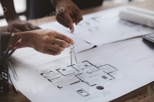Preview: Architects and engineers are working together to edit the draft house plan that was designed after i
