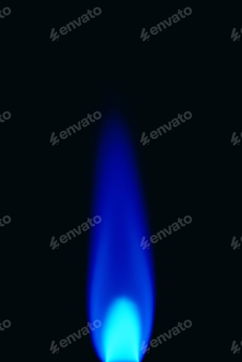 Preview: Blue flame isolated on black background