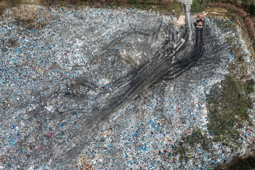 Preview: Solid waste dump, aerial view. Pollution from waste, Poland