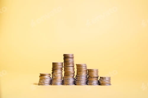 Preview: Growth chart with currencies, money profit analysis.