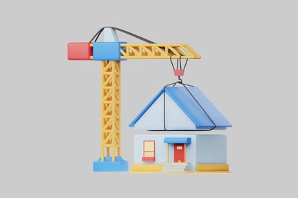 Preview: Construction crane building a house