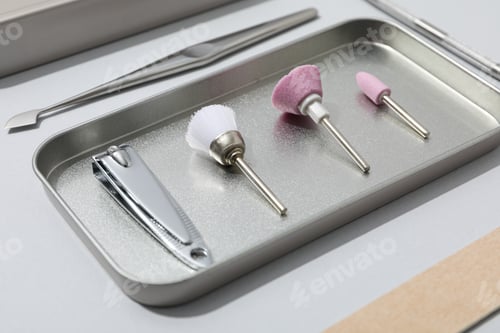 Preview: Concept of nail art, tools for pedicure and manicure