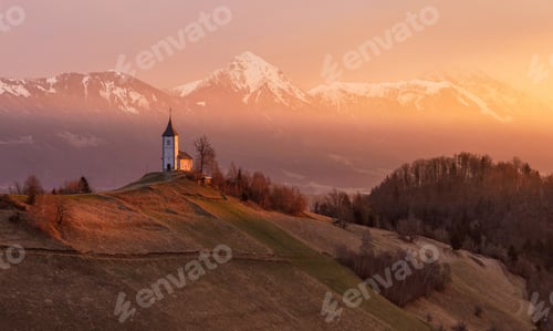 Preview: Winter sunrise and a church
