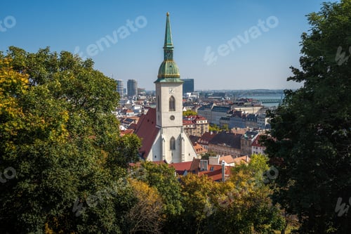 Preview: Aerial view of St. Martin Cathedral and Bratislava city - Bratislava, Slovakia