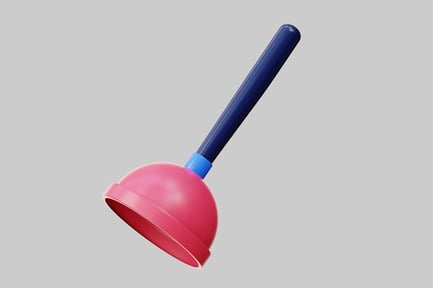 Preview: Curved-handle plunger with cylindrical body and base holes