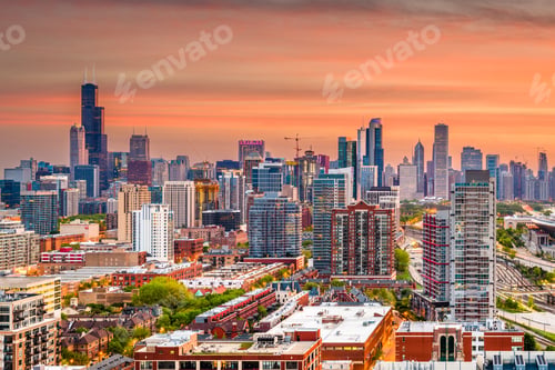 Preview: Chicago, Illinois, USA Skyline at Dusk