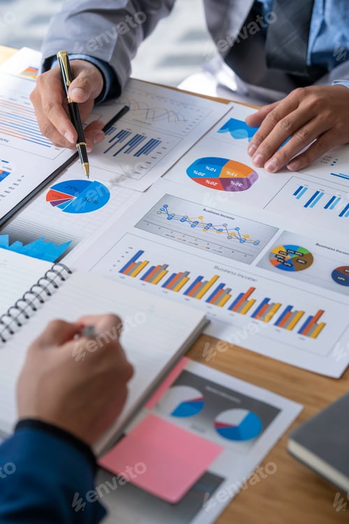 Preview: Teamwork process, business people working in the office discussing documents and ideas at meeting bu