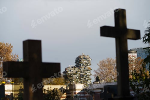 Preview: Milan: buildings of Porta Nuova seen from Cimitero Monumentale