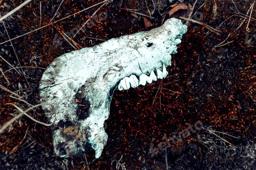 Preview: Closeup shot of ground of the forest with dry branches and leaves, a beautiful fall background