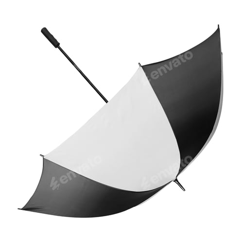 Preview: Open Black and White Umbrella on White Background